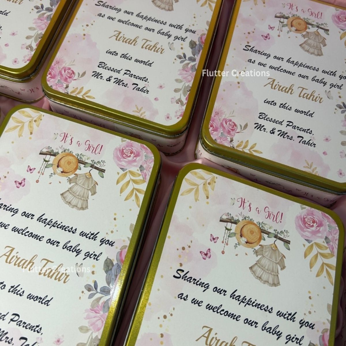 Baby Girl Announcement Tin Box
