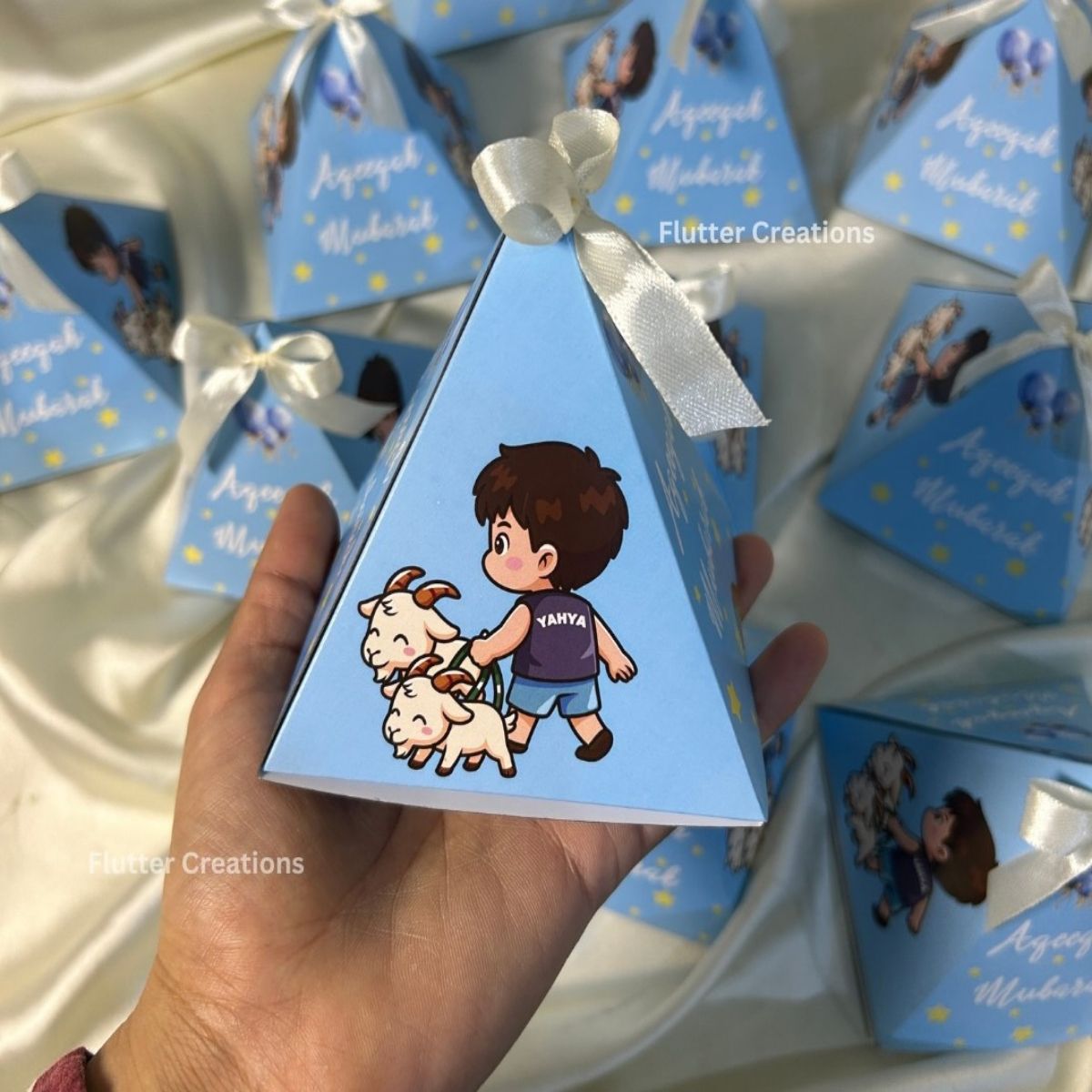 Pyramid Style Boy Aqeeqah Favor Box