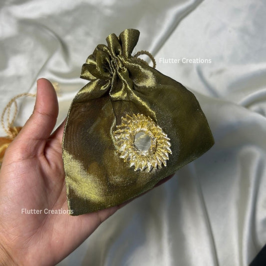 Raw Silk Pouch with Gota