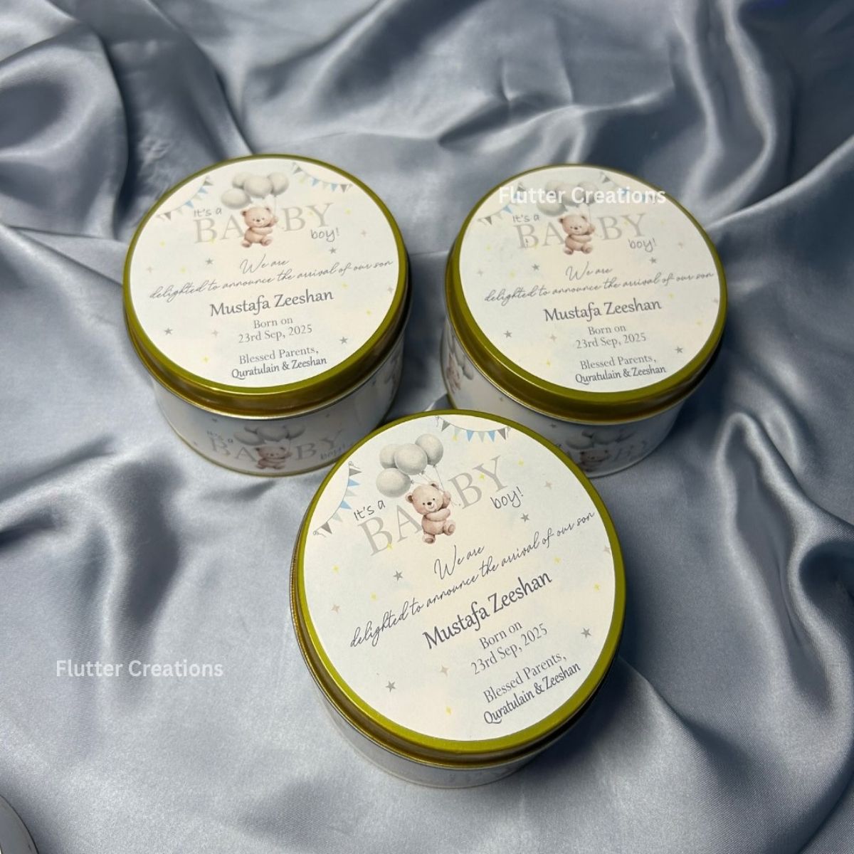 Customized Baby Announcement Round Tin Box