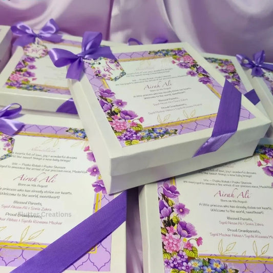 Baby Girl Announcement Box - Card n Bow Design