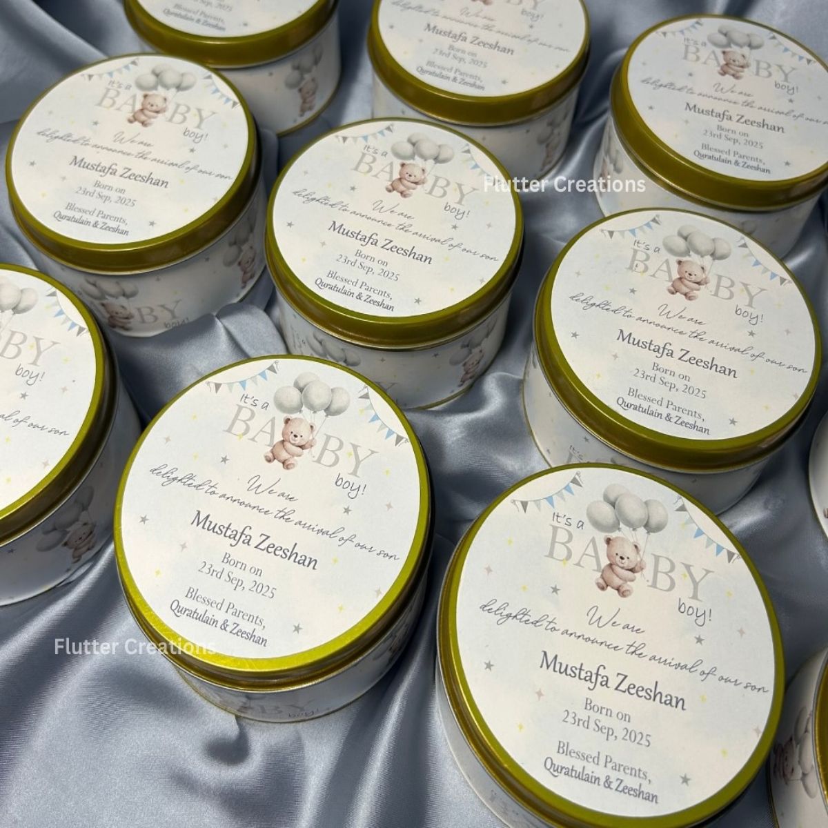 Customized Baby Announcement Round Tin Box