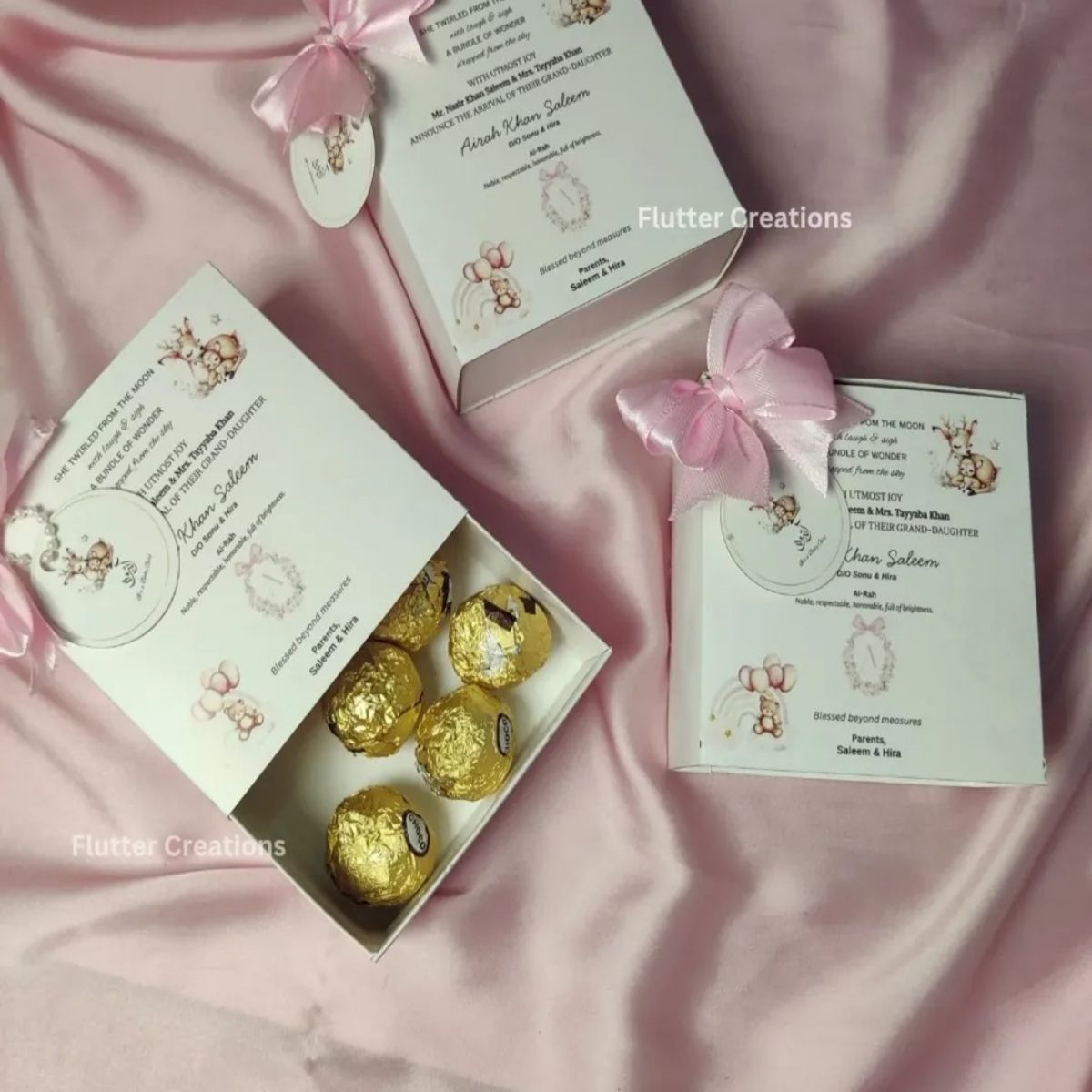 Baby Girl Announcement Drawer Style Box