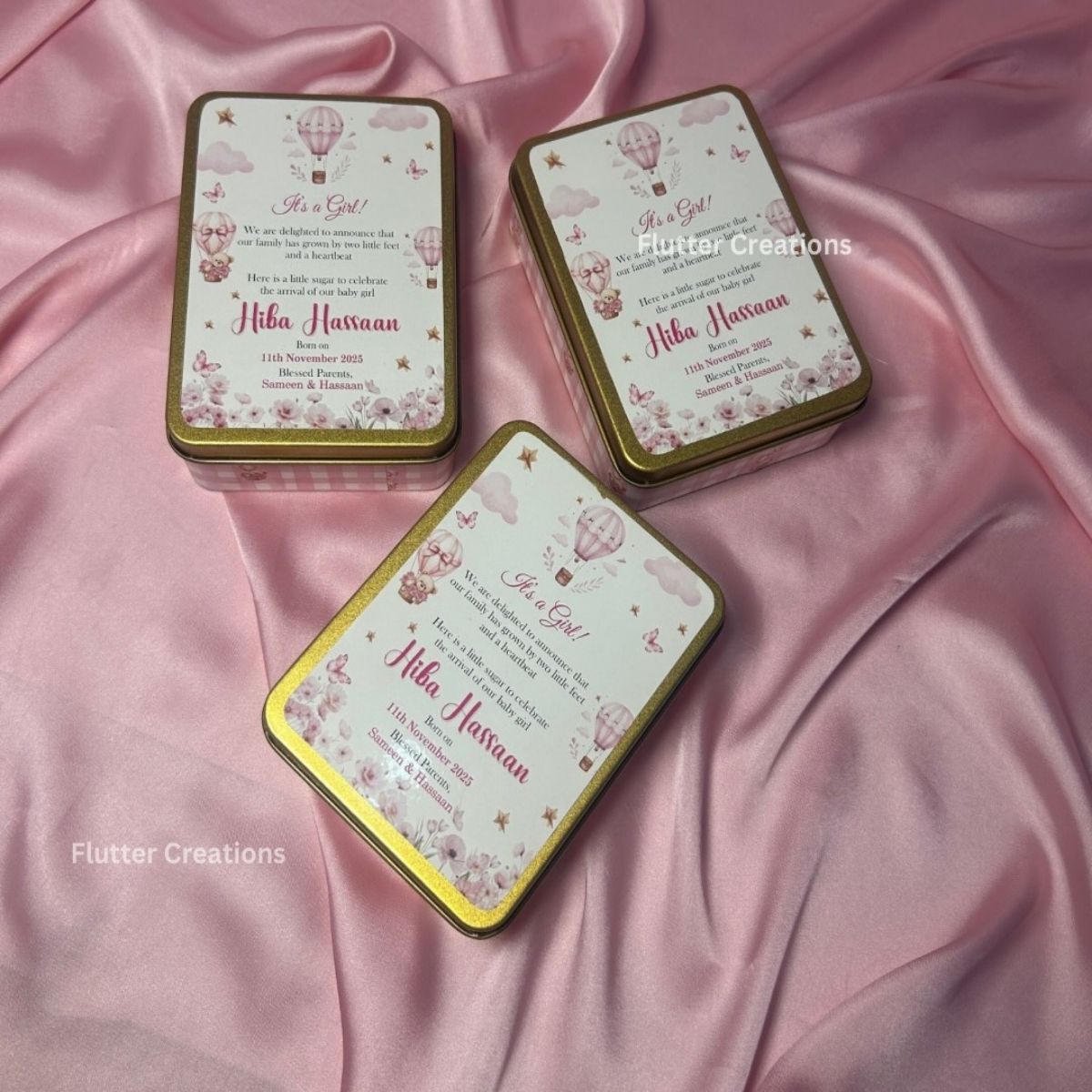 Baby Girl Announcement Tin Box