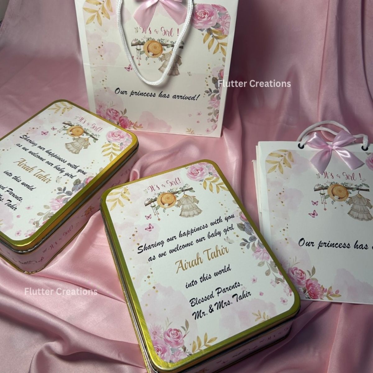 Baby Girl Announcement Tin Box