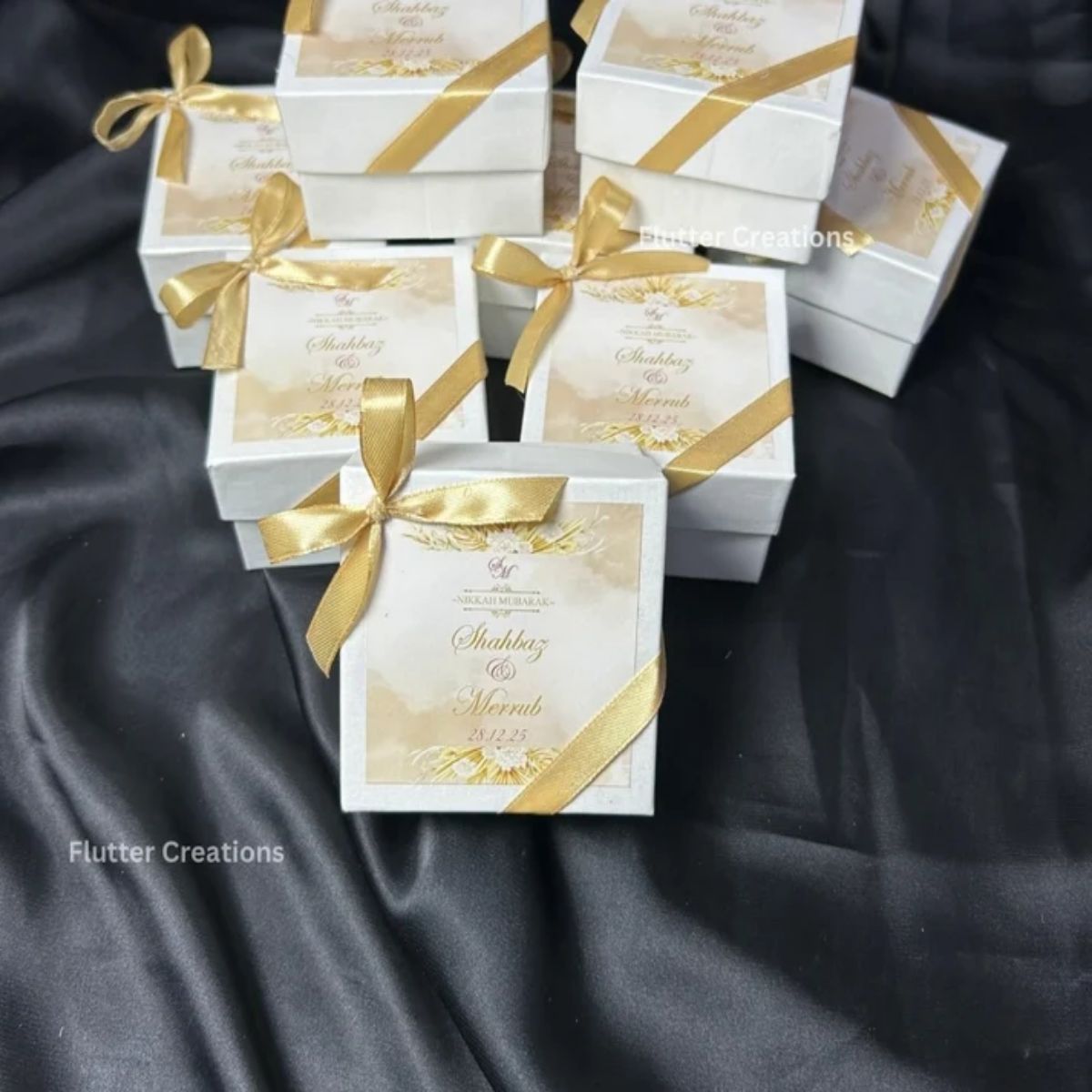 Wedding Mithai Box with golden ribbon