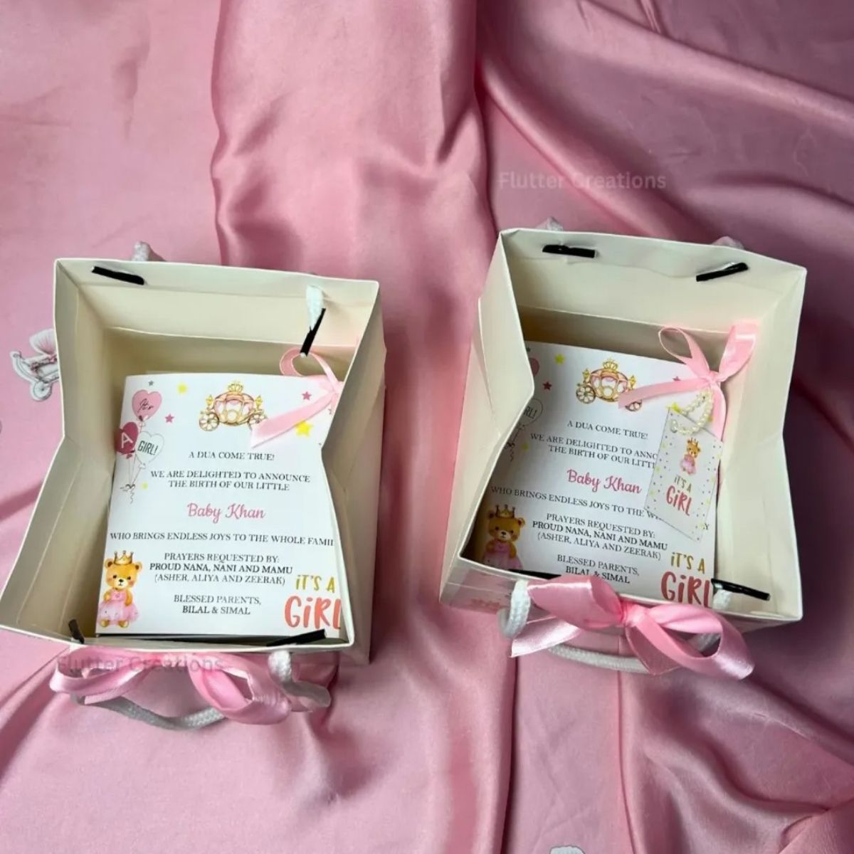 Baby Girl Announcement Drawer Style Box