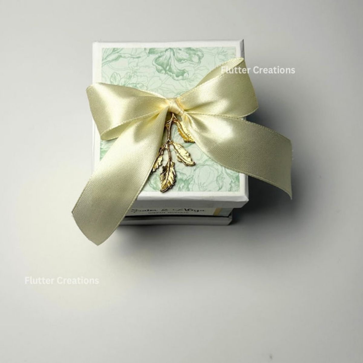 Luxury Bid Box with Golden Leaf & Ribbon