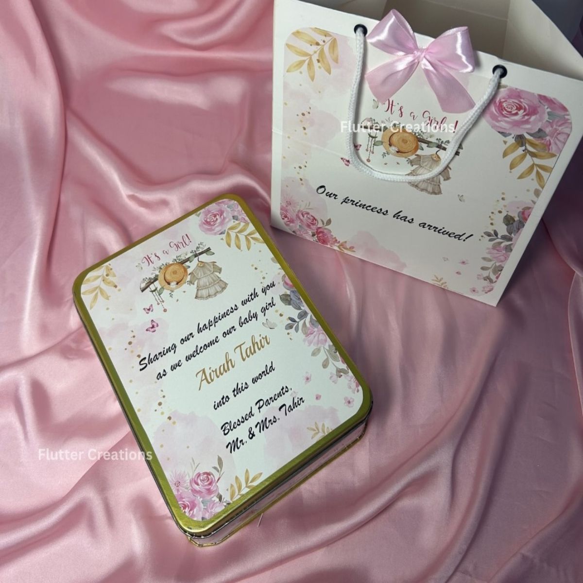 Baby Girl Announcement Tin Box
