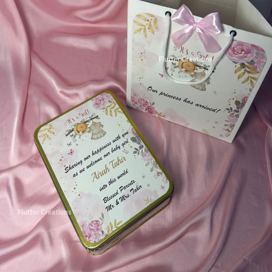 Baby Girl Announcement Tin Box