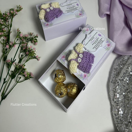 Drawer Style Baby Girl Announcement Box - Crochet Dress