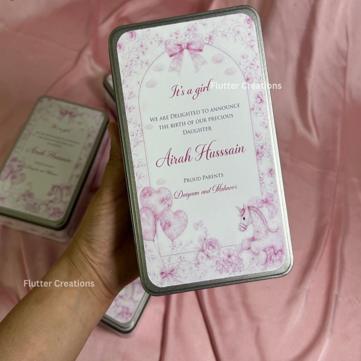 Baby Girl Announcement Rectangular Tin Box