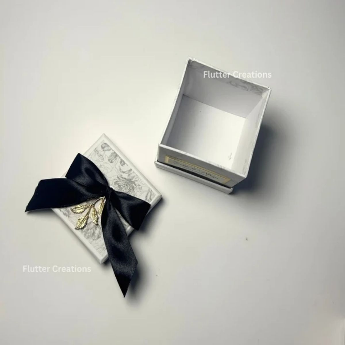 Luxury Bid Box with Golden Leaf & Ribbon