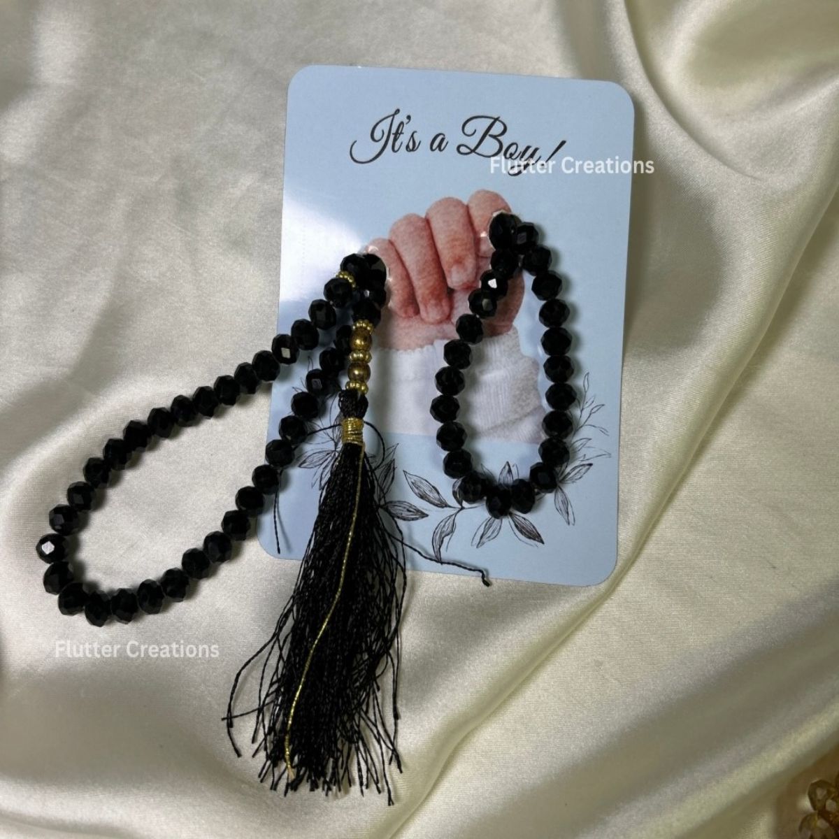 Baby Boy Announcement Tasbeeh Favor Card