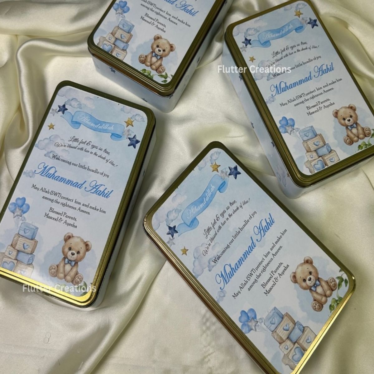 Personalized Baby Boy Announcement Tin Box