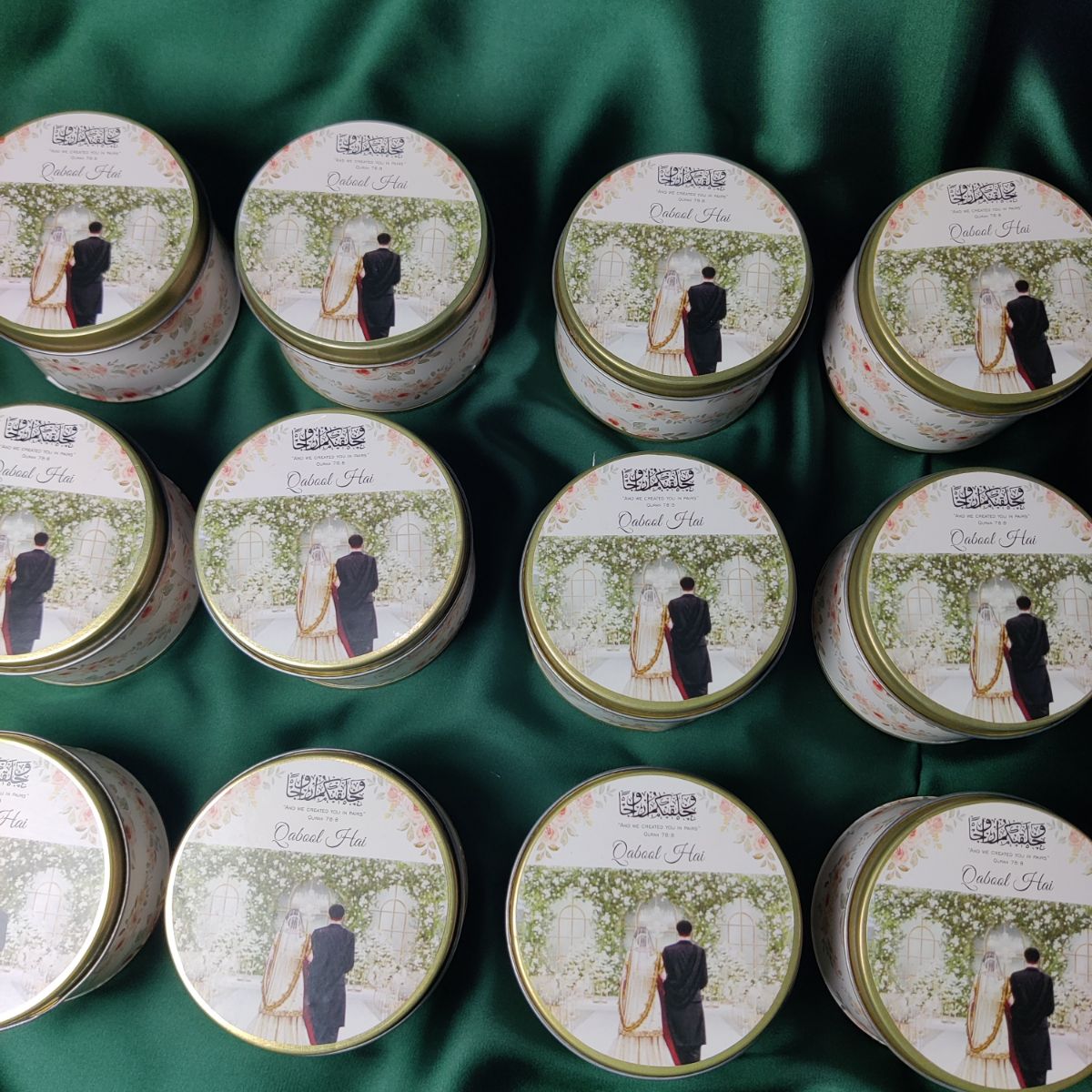 Customized "QABOOL HEIN " Print Round Tin box