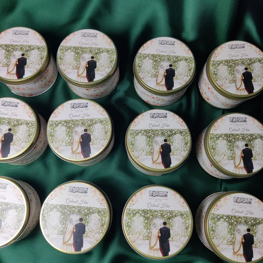 Customized "QABOOL HEIN " Print Round Tin box
