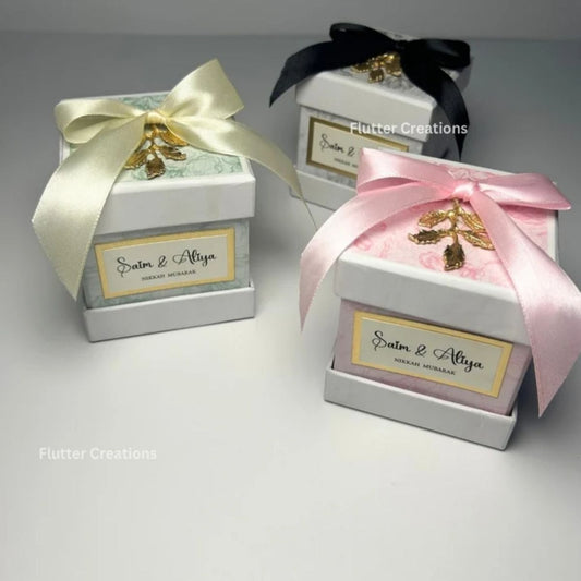 Luxury Bid Box with Golden Leaf & Ribbon