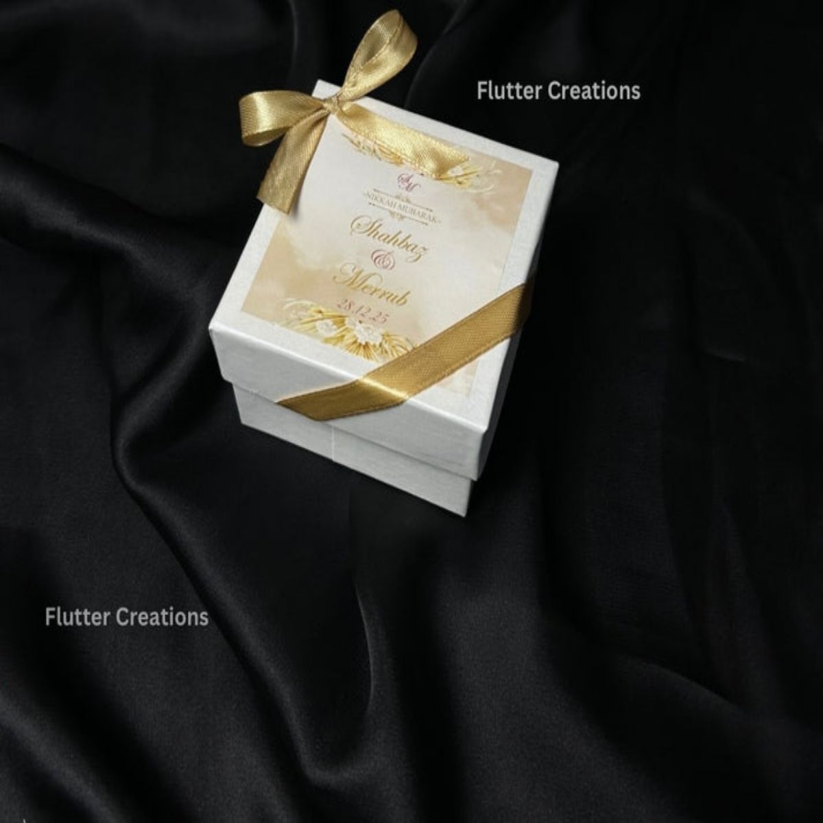 Wedding Mithai Box with golden ribbon