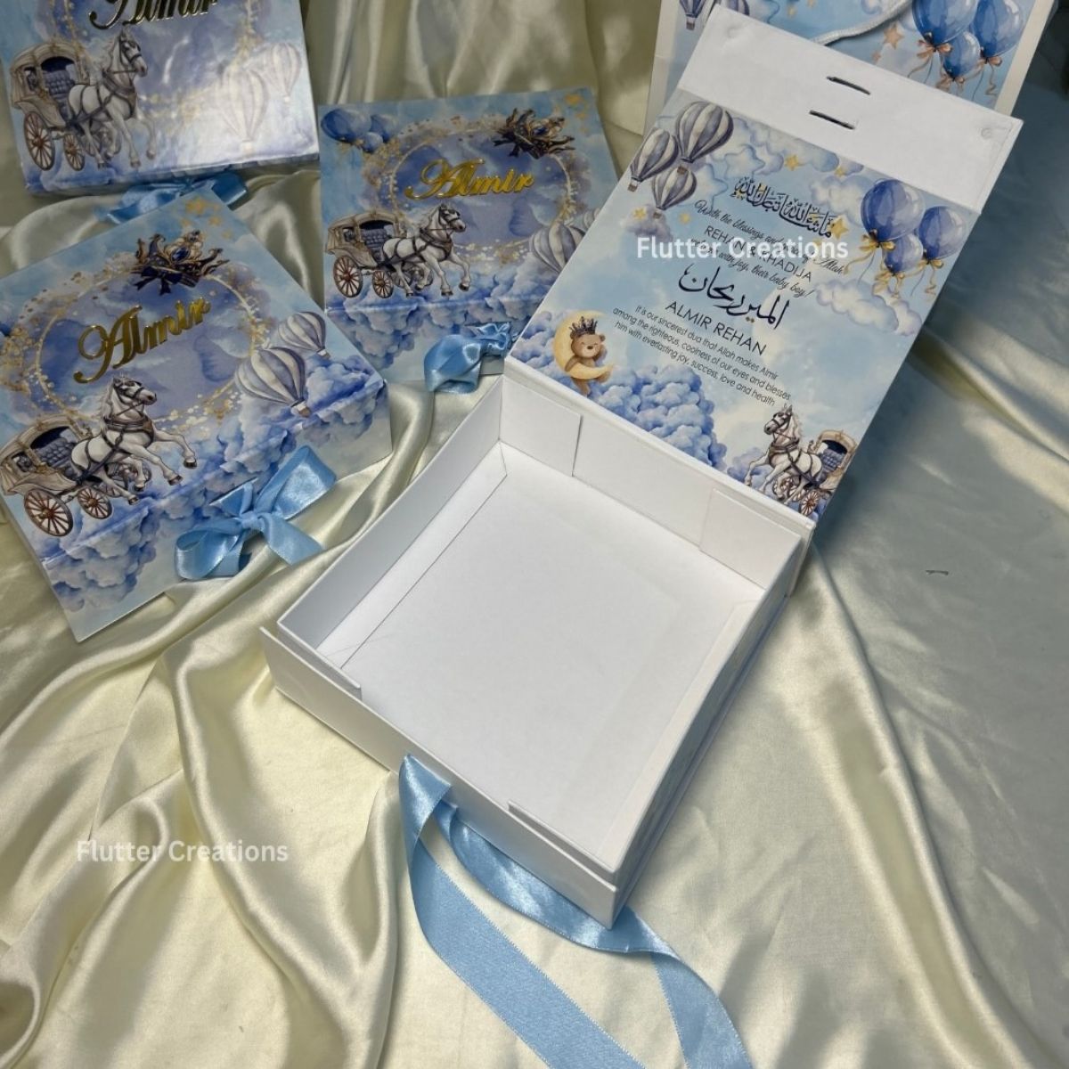 Prince Theme Collapsible Baby Boy Announcement Box