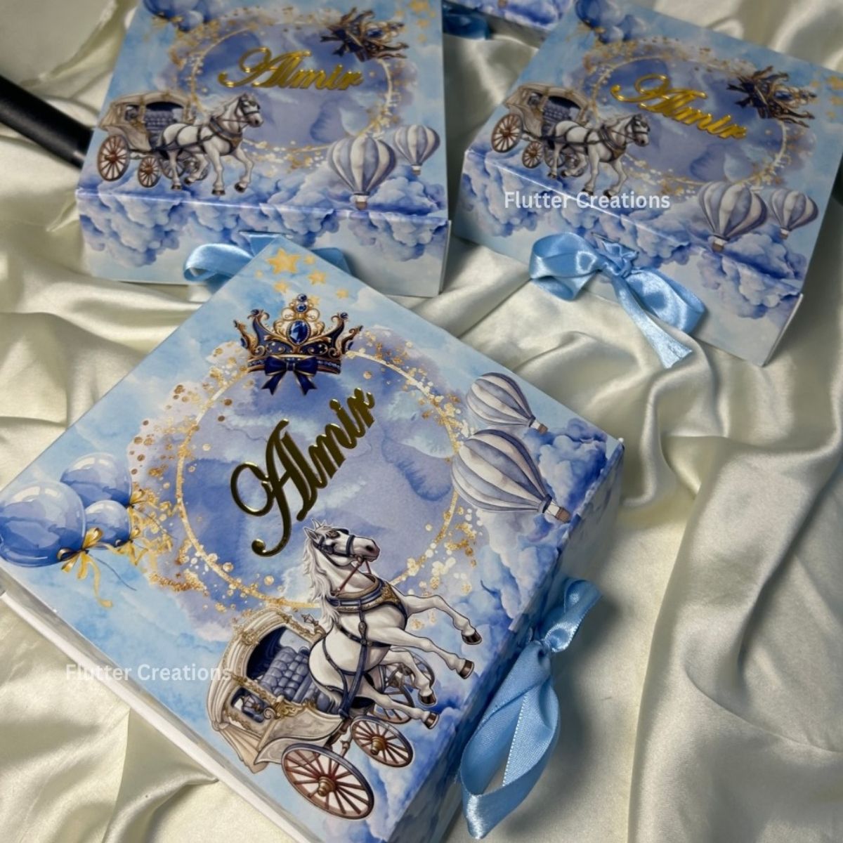 Prince Theme Collapsible Baby Boy Announcement Box