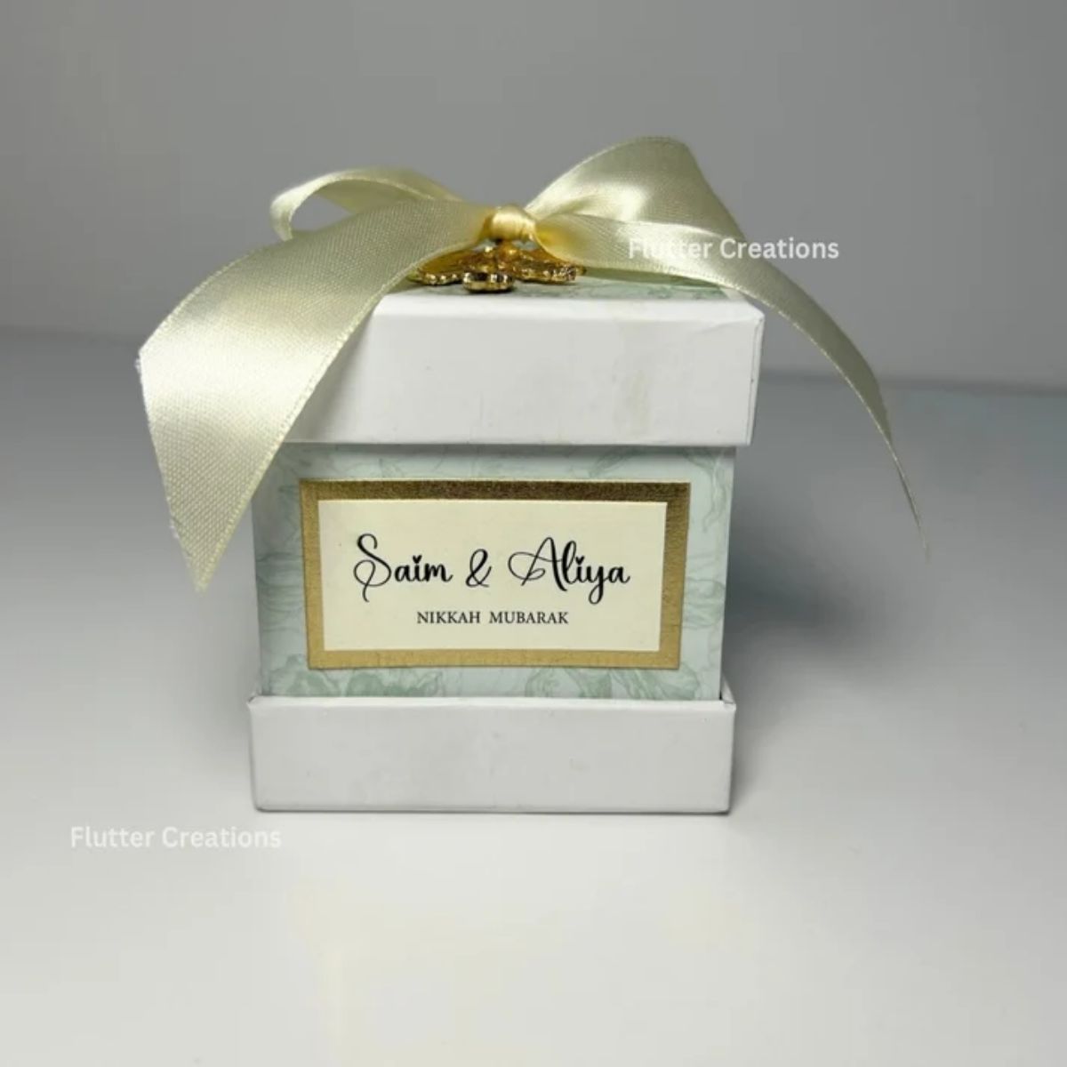 Luxury Bid Box with Golden Leaf & Ribbon