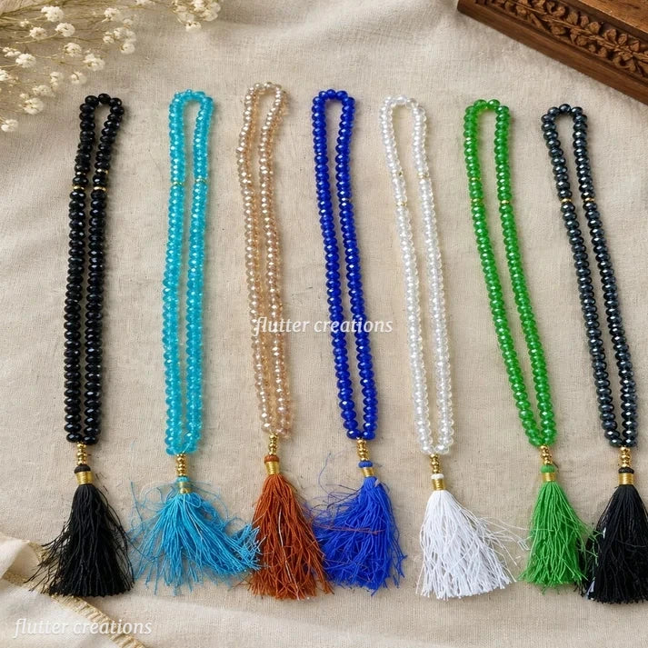 Multicolor Crystal Pearls Tasbeeh - Elegant Beaded Islamic Prayer Beads