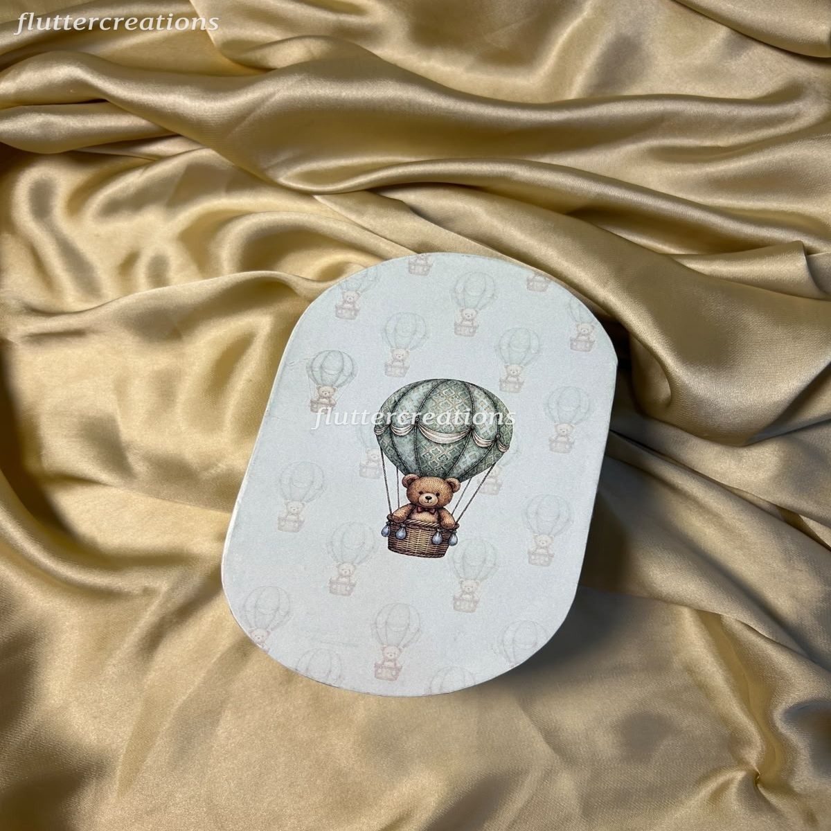 Teady with Hot Air Balloon theme Oval Shape Box