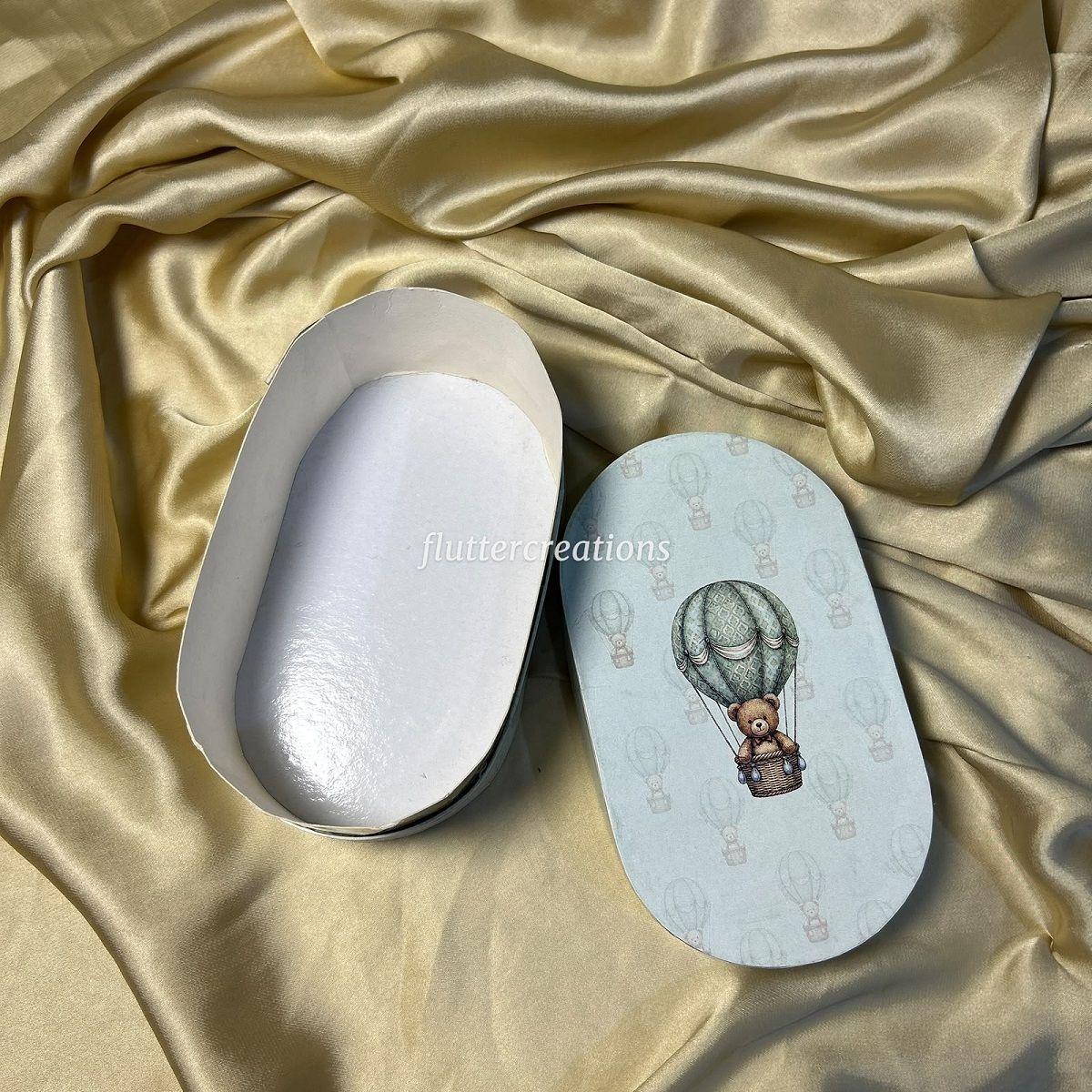 Teady with Hot Air Balloon theme Oval Shape Box
