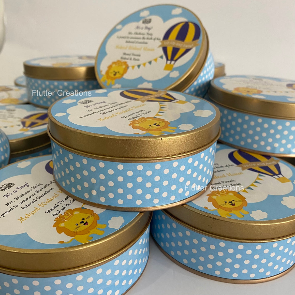 Baby Boy Announcement Tin Metal Box - Customized Print