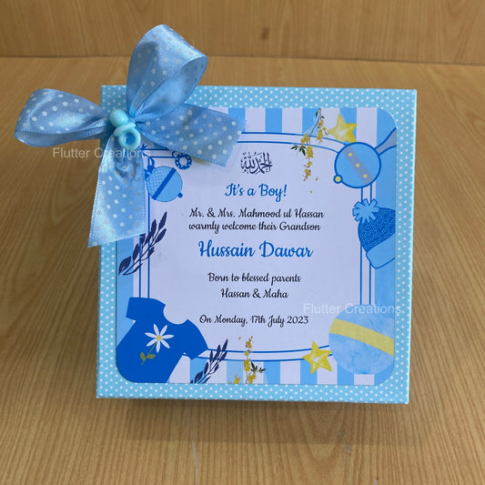 Baby Boy Announcement Box - Card n Bow Design