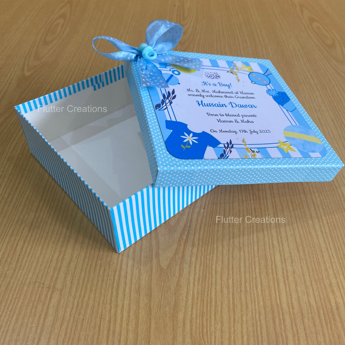 Baby Boy Announcement Box - Card n Bow Design