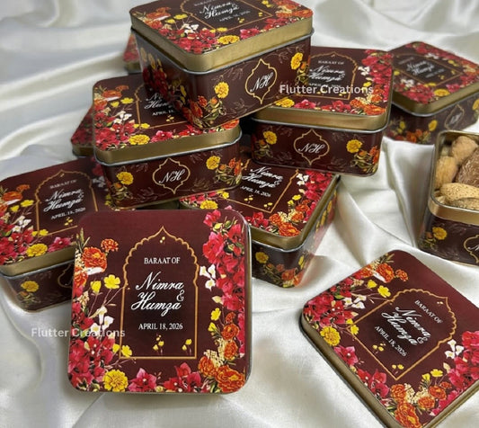 Square Tin Bid Boxes