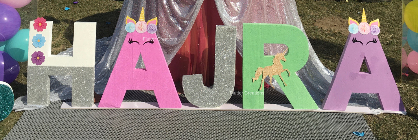 Unicorn Theme Letter Cutout