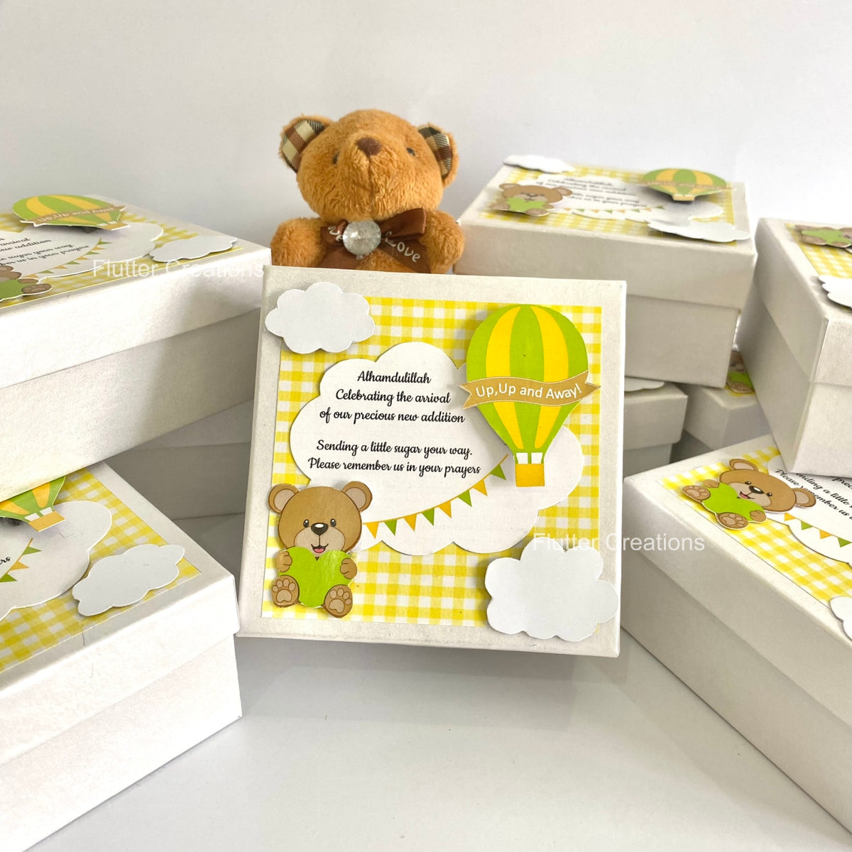 Hot Air Balloon - Baby Girl Announcement Hardboard Box (Gender Neutral)